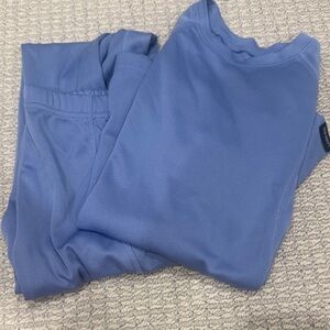 Lands' End Periwinkle Long Sleeve Top and Bottom Ski Layer Set